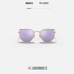 RAY BAN LILAC MIRROR HEXAGONAL FLAT LENSES SUNGLASSES